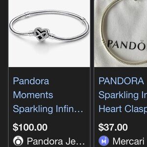 Pandora Silver Infinity Knot Bracelet- 7 in 3cm size.